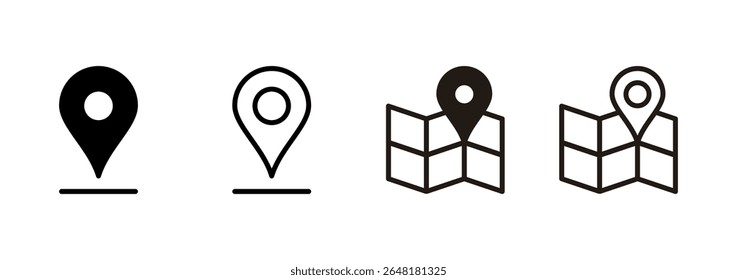 Maps and pin icon logo design. location sign and symbol. geo locate, pointer icon.