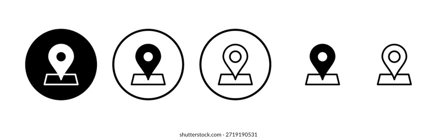Mapas e ícone de pino design de logotipo. símbolo de localização e símbolo. geo locate, ícone de ponteiro.