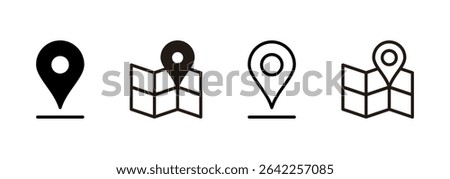 Maps and pin icon logo design. location sign and symbol. geo locate, pointer icon.