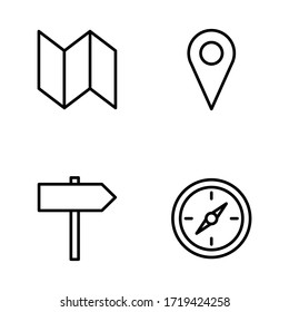 Icono de anclaje, conjunto de iconos de navegación, Mapa de folleto, Diseño de vectores