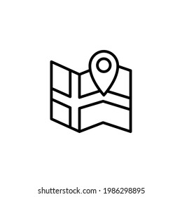 Icono de mapeo Pin. Icono de navegación. símbolos de mapa de esquema. Icono de ubicación del vector. Punto de conexión de esquema, icono del vector de mapa de ubicación para diseño gráfico, logotipo, sitio web, medios sociales, aplicación móvil, ui