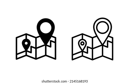 Maps and pin icon vector. location sign and symbol. geo locate, pointer icon.