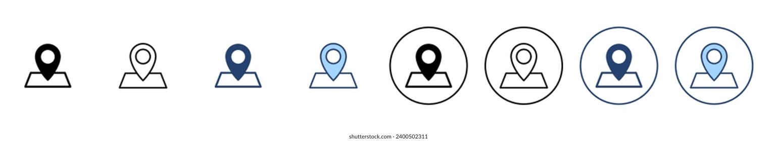 Mapas y vectores de iconos de pin. símbolo y signo de ubicación. geo location, icono de puntero.