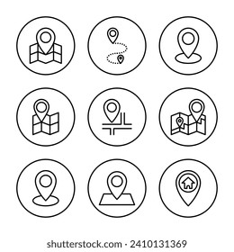 Maps and pin icon vector. location sign and symbol. geo locate, pointer icon.