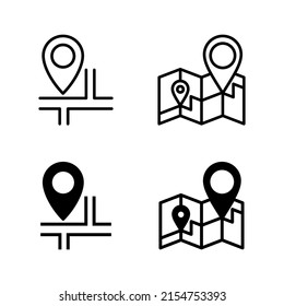 Maps and pin icons vector. location sign and symbol. geo locate, pointer icon.
