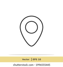 Mapas, Plantilla de logotipo de Icono de localización de clavijas. Símbolo de firma de mapas. Icono de línea del vector EPS 10