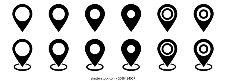 Pestaña de mapas. Icono de mapa de ubicación. Marcadores de mapa modernos. Indicador de posición.