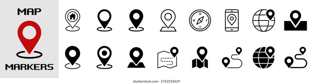 Maps pin. Location map icon set