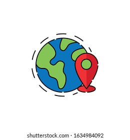 Maps with pin location marker vector illustration. Flat Maps vector line art illustration for icon, logo, symbol, sign, web, UI. Vector illustration of Maps isolated on white background.