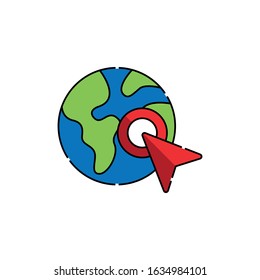 Maps with pin location marker vector illustration. Flat Maps vector line art illustration for icon, logo, symbol, sign, web, UI. Vector illustration of Maps isolated on white background.
