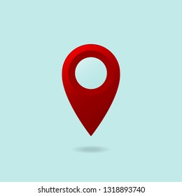 Maps pin, location sign isolated on blue background. Vector illustration.
