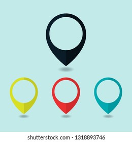 Maps pin, location sign isolated on blue background. Vector illustration.
