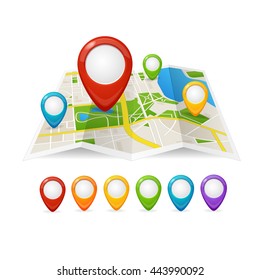 Maps and Pin Navigation around the City Isolated on White Background. Vector illustration