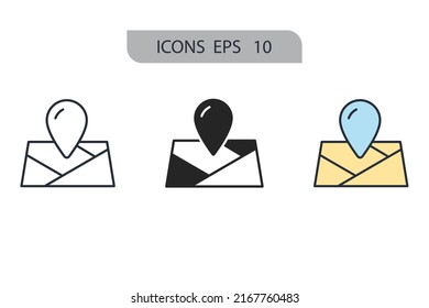 Maps and pins icons  symbol vector elements for infographic web