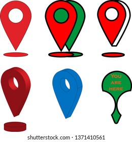 Maps pins. Location map icons. Location pins. Pins icons vector. Gps.