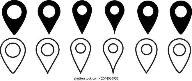 Maps and pins vector icons. Make your own custom location pin icon. Navigation and route concept illustration. Vector icon for contact web page