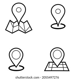 Mapas y pines iconos vectoriales. Haga su propio icono de ubicación personalizada. Ilustración del concepto de navegación y ruta. Icono del vector para la página web de contactos