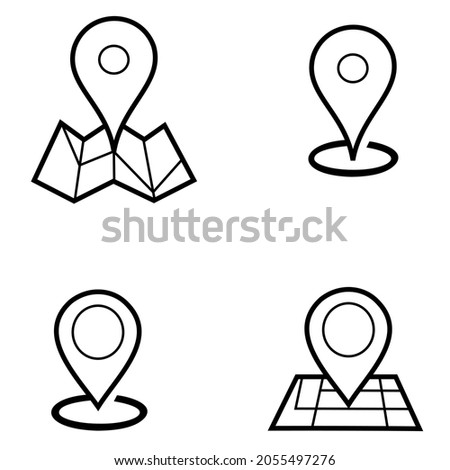 Maps and pins vector icons. Make your own custom location pin icon. Navigation and route concept illustration. Vector icon for contact web page