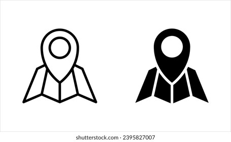 Maps and pins vector icons. Navigation and route concept, vector illustration on white background