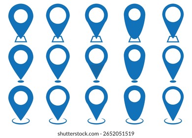 Maps and pins vector icons. Navigation and route concept illustration. Vector icon for contact web page.  location. GPS elements pack symbol template for graphic and web design collection logo. EPS 10
