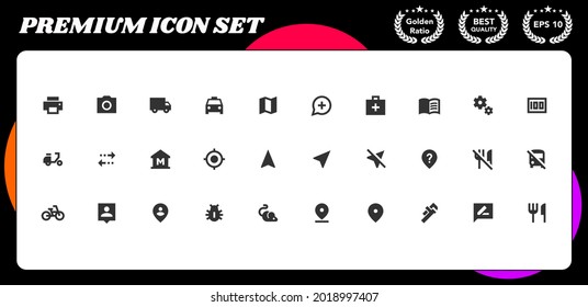 Maps Premium Vector icon set for website and mobile device interface