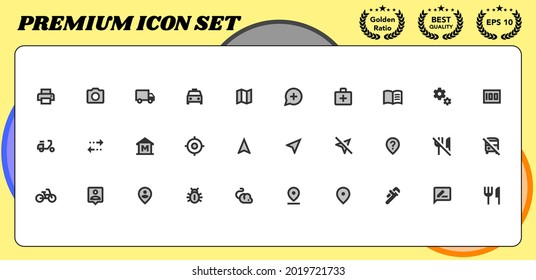 Maps premium vector icon set for mobile interface and website