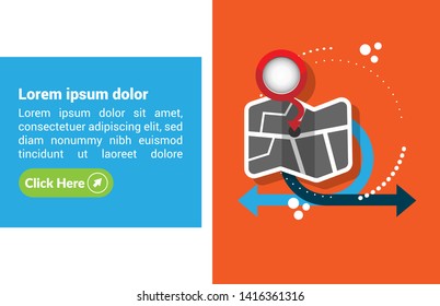 maps with red point markers - banner. banner for travel