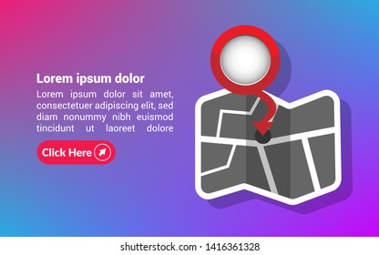 maps with red point markers - banner. banner for travel