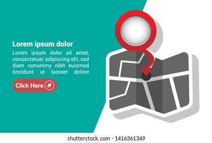 maps with red point markers - banner. banner for travel