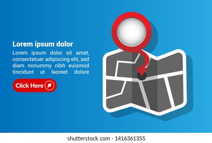 maps with red point markers - banner. banner for travel