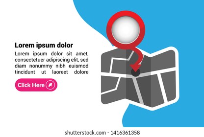 maps with red point markers - banner. banner for travel