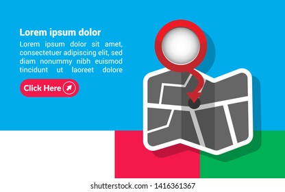 maps with red point markers - banner. banner for travel