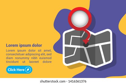 maps with red point markers - banner. banner for travel