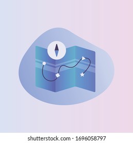 maps route location road map direction icon with modern color full and fluid shape wave