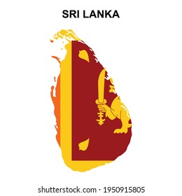 maps of Sri Lanka with national flags icon vector sign symbol