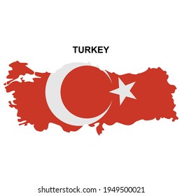 maps of Turkey with national flags icon vector sign symbol