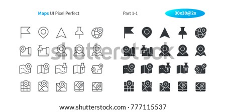 Maps UI Pixel Perfect Well-crafted Vector Thin Line And Solid Icons 30 2x Grid for Web Graphics and Apps. Simple Minimal Pictogram