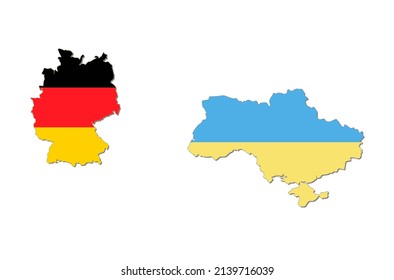 Maps of Ukraine and Germany in national flag colors