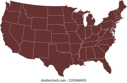 Maps United States Of America Vector Designs Region State brown