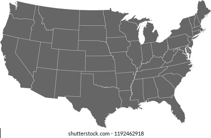 Maps United States Of America Vector Designs Region State Grey