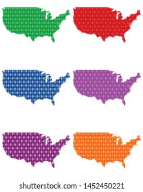 Maps of the USA with colored rhombs