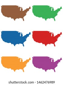 Maps of the USA on cloth with stitches