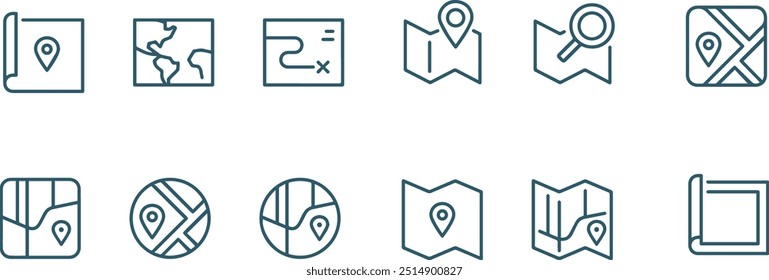 maps vector line icons set , location icon