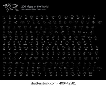 Maps of the World Pixel Perfect Icons (line style) Shadow Edition