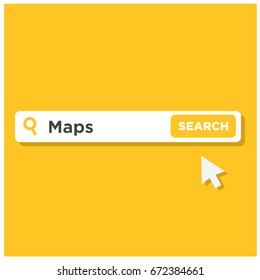 Maps Written in Browser Search Bar with Mouse Pointer