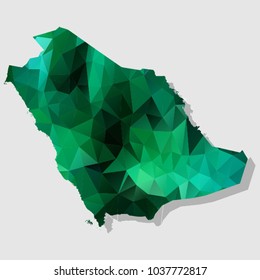 Map-SaudiArabia Map Each city combines polygon pattern emerald green eps vector illustration 10