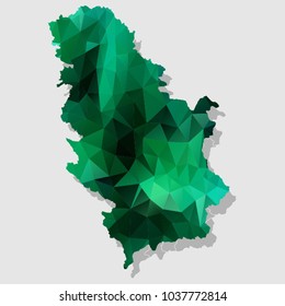 Map-Serbia Map Each city combines polygon pattern emerald green eps vector illustration 10