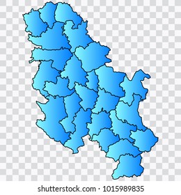 Map-SerbiaNoKosovo map. Each city and border has separately. Bluish blue. Vector illustration Eps 10.