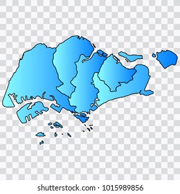 Map-Singapore map. Each city and border has separately. Bluish blue. Vector illustration Eps 10.