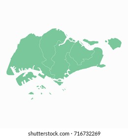 Map-Singapore map. Each city and border has separately. Vector illustration eps 10.